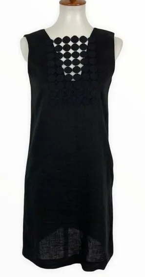 Another Place Black Sleeveless Shift Dress Boho Cutout Front Detail‎ Small Linen thumbnail 1