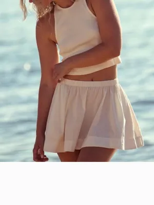 NEW Free People free-est Milani Tank Top Mini Skirt Boho Cotton Set Coconut Milk thumbnail 3