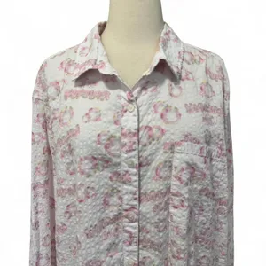 Aerie Wicked Shirt XL Pink White Button Up Seersucker Romantic Floral Indie New thumbnail 3
