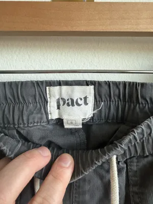 Pact Women's Organic Cotton Utility Pull On Pants Gray Drawstring Small thumbnail 6