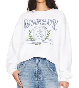 Show Me Your Mumu Womens Stanley Sweatshirt Crewneck Montauk Graphic Small White thumbnail 1