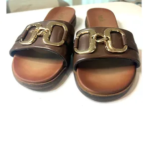 6 MIA Venetia chain slide sandals Brown Brown Slip on Old money thumbnail 2