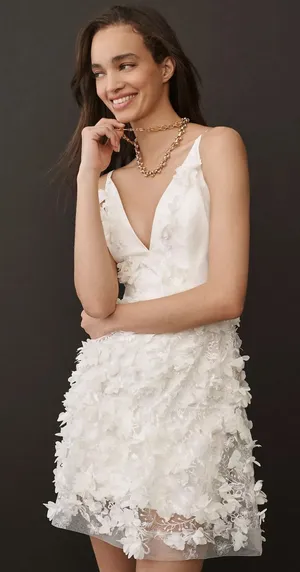 Helsi Riley Floral Appliqué Bridal Mini Dress Anthropologie thumbnail 1