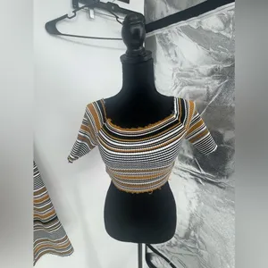 Better be, striped crop and pants, two-piece outfit,‎ sweater set size large thumbnail 3