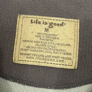 Life is Good Tan/Brown Fleece Zip Up Jacket Size Medium thumbnail 2