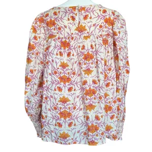 Universal Threads Orange Puff Sleeve Blouse with Peter Pan Collar‎ thumbnail 5