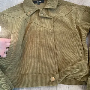 Mine Blu Pepper Green Corduroy Crop Moto Jacket ~ Size Medium thumbnail 6