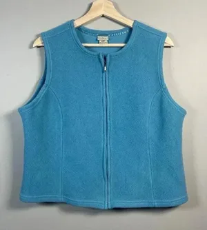 LL BEAN Fleece Vest Womens Size L Large Blue Arctic‎ Crop Y2k Cozy 90s Gorpcore thumbnail 1