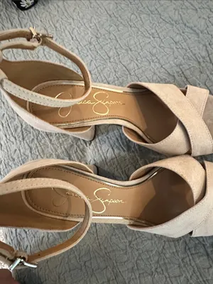 Jessica Simpson Blush Suede Cross-Strap Ankle Strap Heels thumbnail 4