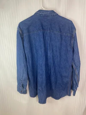 Vintage BillBlass Jeans Denim Button Up Shirt XL Bluebird Applique Long Sleeve thumbnail 3