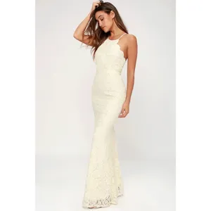 Lulus Zenith Cream Lace Maxi Dress NWT Size XS Halter Full Length Bridal Gown thumbnail 2