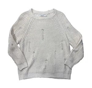 Bishop + Young Sweater Small Distressed Chunky Knit Cream Raglan Long Sleeve thumbnail 1