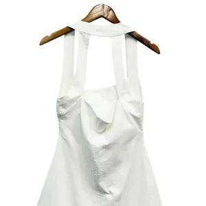 Showpo. Linen Look Halter Neck Ricki Mini Dress in White size 8 NWT thumbnail 7