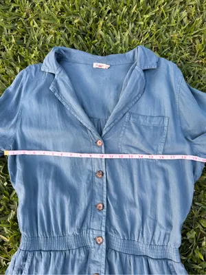 Faherty Arlie Romper Stormy Seas Blue Tencel Linen Button Front Size L thumbnail 5