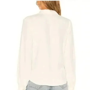 Amanda Uprichard Keely Twist Front Long Sleeve Crepe Blouse Ivory White Size S thumbnail 3