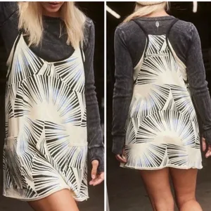 Free People Hot Shot Mini Printed Dress Romper Sunrise Geo Combo Size Small NWT thumbnail 4
