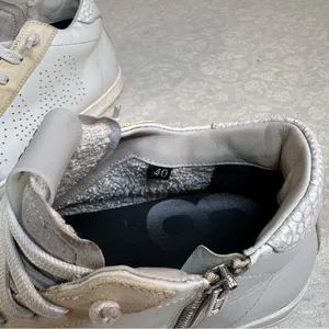 P448 Thea Mid White Cream Leather Platform High Top Sneakers EU 40 thumbnail 9