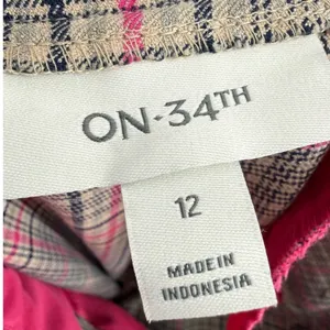 ON-34TH Womens Plaid High Rise Wide Leg Trouser Pants Tan Navy Pink Size 12 thumbnail 2