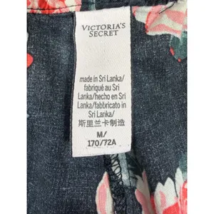 Victoria's Secret Pajama Pants Womens Medium Black Floral Rose VS Lounge Cotton thumbnail 8