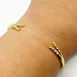 Michelle Campbell Gold Talon Open‎ Bangle Cuff with Rhinestones thumbnail 1