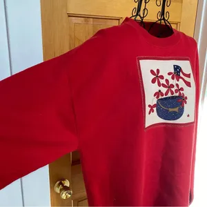 Retro Jerzees Patriotic Grandma Sweatshirt Red White & Blue Size Large thumbnail 3