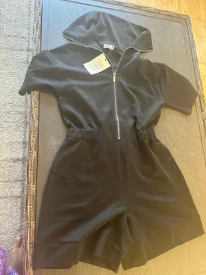 Short Sleeve Rompers Loose Half Zip One Piece Short Overalls Jumpsuit with Pockets Fall Outfits thumbnail 7
