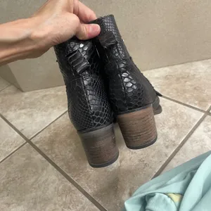 Freeboard by Steven Fauna Black Snakeskin Leather Lace‎ Up Ankle Size Boots 8 thumbnail 6
