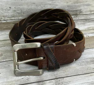 Timberland Western Belt Braided Leather Womens Chunky‎ Small Brown Boho Outdoor thumbnail 1