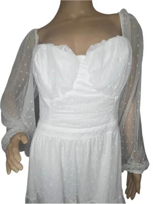Lulus White Swiss Dot Sheer Long Sleeve Cottagecore Prairie Midi Dress thumbnail 2