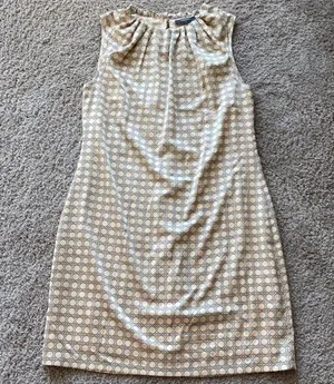 Manguun Collection Retro Dot Shift Silky Dress Size US 6 UK 38 Peach Color thumbnail 1