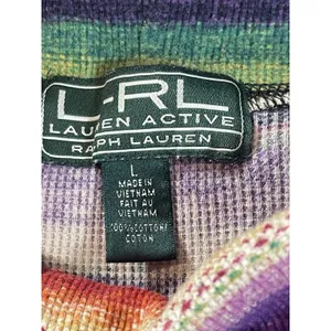Lauren Ralph Lauren Active L Rainbow Striped Cowl Neck Top Long Sleeve Y2K Top thumbnail 4