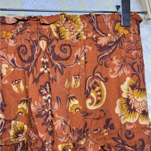 Floral Ruffle midi Skirt - Brown orange yellow medium / small thumbnail 5