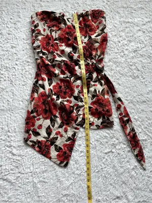 Free People Hot to Trot Mini Dress L Tube Floral Strapless Wrap Smocked Resort thumbnail 12
