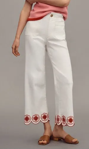 Anthropologie The Colette Cropped High-Rise Wide-Leg Jeans: Scallop-Hem Edition thumbnail 1