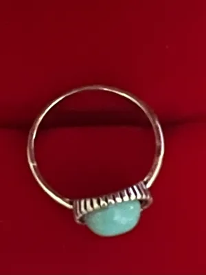 Boho/Vintage Design Stainless Steel Silver Faux Turquoise Ring Size 6 thumbnail 3