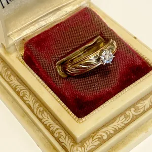 10k Two-Tone (Yellow & White) Gold Diamond Engagement‎ Ring Size 7 thumbnail 2