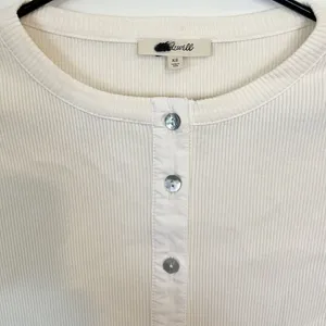 NWT Madewell Vintage Ivory Garment-Dyed Ribbed Cardigan Tee - Size: Extra Small thumbnail 4