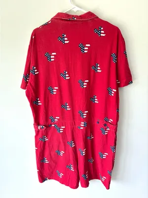 Disney Red White Blue American Flag Mickey Mouse Print Short Sleeve Romper thumbnail 9