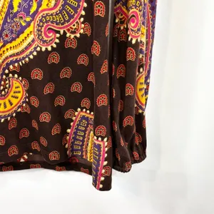Lucky Brand XS Top VTG Y2K Hippie Paisley Smocked Brown Lotus Grunge Boho‎ 1309 thumbnail 7