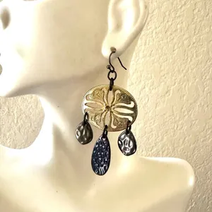 Gold tone drop earrings thumbnail 4