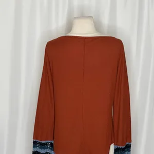 Anthropologie PILCRO Crochet Cuffed Thermal Top Cedar Pullover Stripes Small thumbnail 10