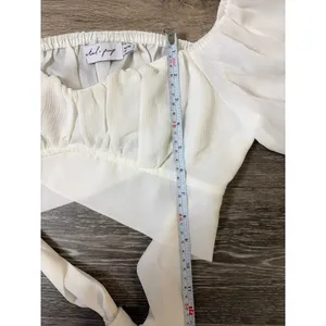 Petal & Pup Dimitri White Off Shoulder Crop Top Size 8 Puff Sleeve thumbnail 4