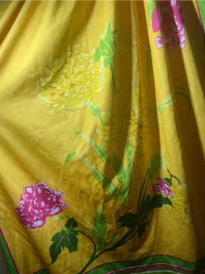 XXI Forever 21 Yellow Floral Kimono Sleeve Tunic Cover Up Dress S Boho Tropical thumbnail 3