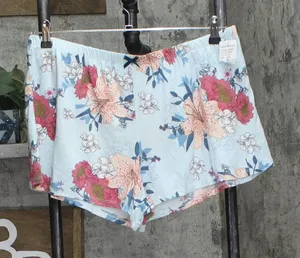 NEW Flora Nikrooz Womens Ribbon Accent Sleep Shorts T90882 Blue Floral L thumbnail 1