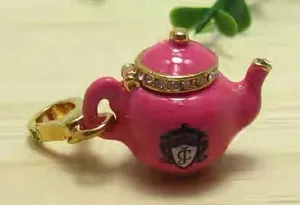 RARE LIMITED EDITION Juicy Couture Pink/Gold Tea Kettle- Bag or Necklace Charm thumbnail 1