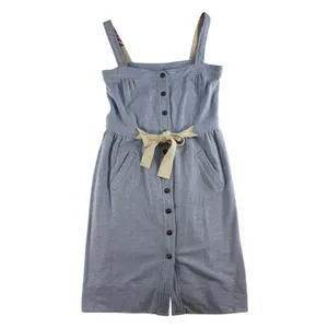 Anthropologie Allihop Sz L Apron Front Dress‎ Picnic Knee Length Blue Button Up thumbnail 3