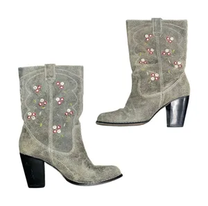 Anthropology Seychelles Festival Embroidered Distress Cowgirl Western Boots Boho thumbnail 1