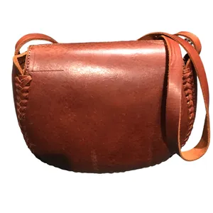 Genuine leather handmade brown crossbody bag/saddle bag thumbnail 3