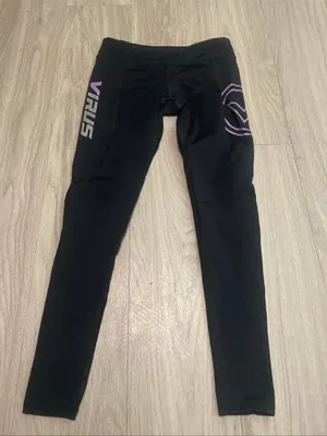 Virus Black Activewear Tights with Silver Logo Size XS thumbnail 1