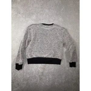 Marine Layer Sweater Xs Black White Birdseye Textured Crew Neck Cotton Blend thumbnail 9